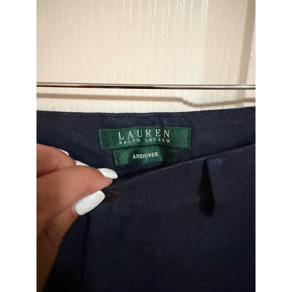 Lauren Ralph Lauren Andover Linen Wide Leg Pants Women's 10 Navy Stripped NEW - Picture 3 of 6
